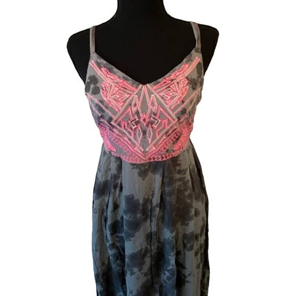 Pink & Gray Boho Maxi Dress S/M - Picture 2 of 12